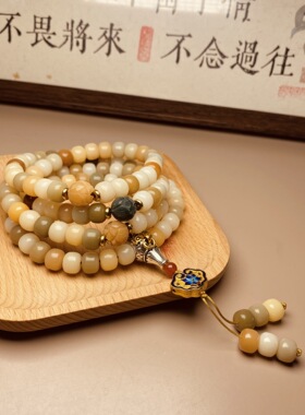 糖果多宝菩提根手串108佛珠女生菩提根手串莲花手链毛衣项链念珠