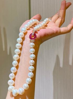 9-10mm复古高光天然淡水珍珠项链基础款锁骨链