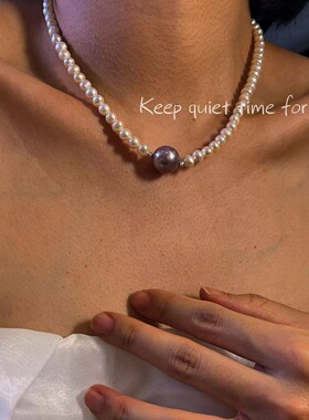 银天然淡水强光baby珠珍珠项链对版