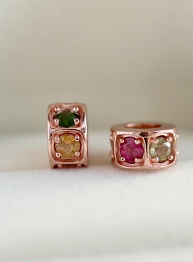 天然碧玺吊坠单坠挂件银饰玫瑰金配饰高货项坠女真货