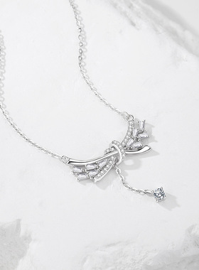 原创设计S925银流苏项链女小众款镶钻锁骨链七夕情人节送男女吊坠