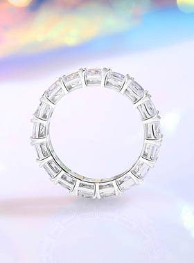 八心八箭8A锆石方包满钻HW排戒S925纯银高碳钻戒指女欧美时尚爆款