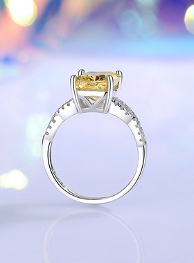 S925纯银祖母绿方糖原创设计戒指女欧美跨境锆石8A高碳钻戒指