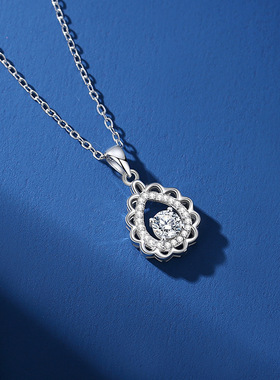 新款S925水滴莫桑石项链银饰莫桑钻吊坠锁骨套时尚简约饰品女