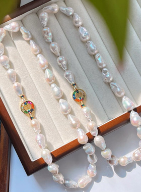 复古高光精品天然淡水巴洛克珍珠项链基础款锁骨链