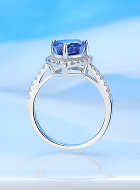 S925纯银心形粉色锆石爱心戒指女欧美简约帕帕拉恰高碳钻直播