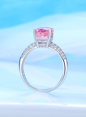 佰芙妮原创新款帕拉伊巴高碳钻戒指满钻鸽子蛋简约女钻戒S925纯银