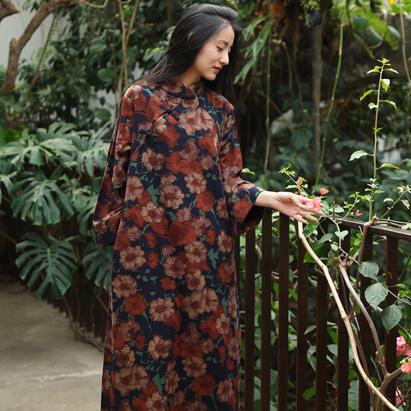 原创新中式复古盘扣改良旗袍佛系禅意休闲棉麻立领精致通勤茶歇服,淘宝优惠券,粉丝福利购,淘宝优惠卷