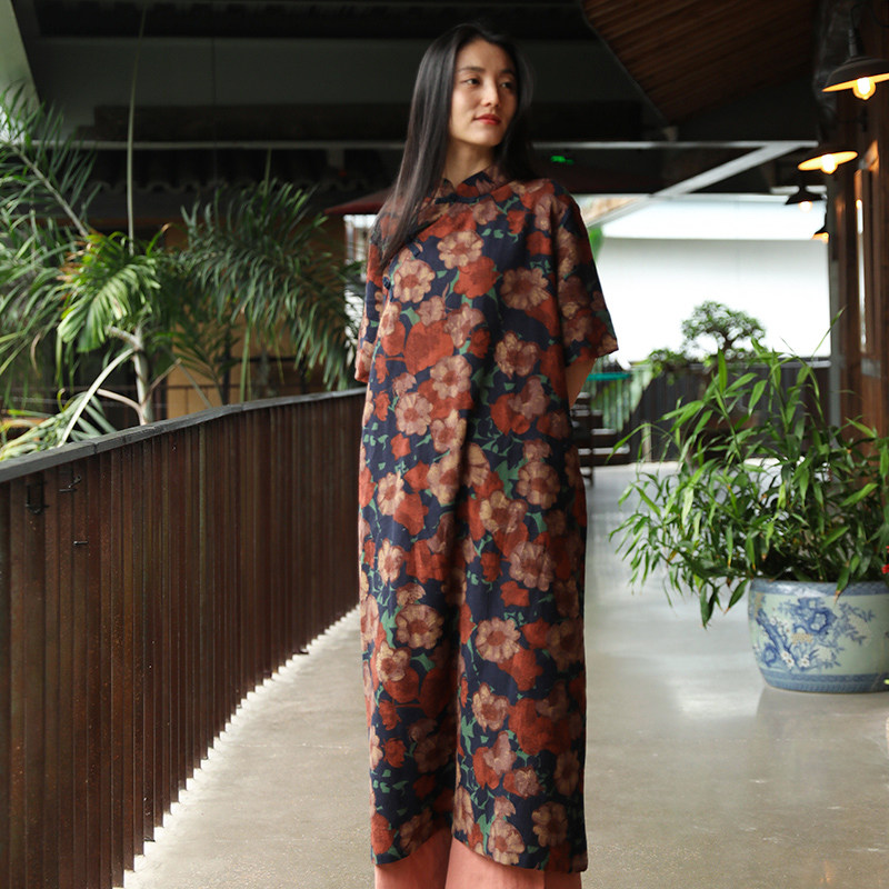 原创新中式复古盘扣改良旗袍佛系禅意休闲棉麻立领精致通勤茶歇服,淘宝优惠券,粉丝福利购,淘宝优惠卷
