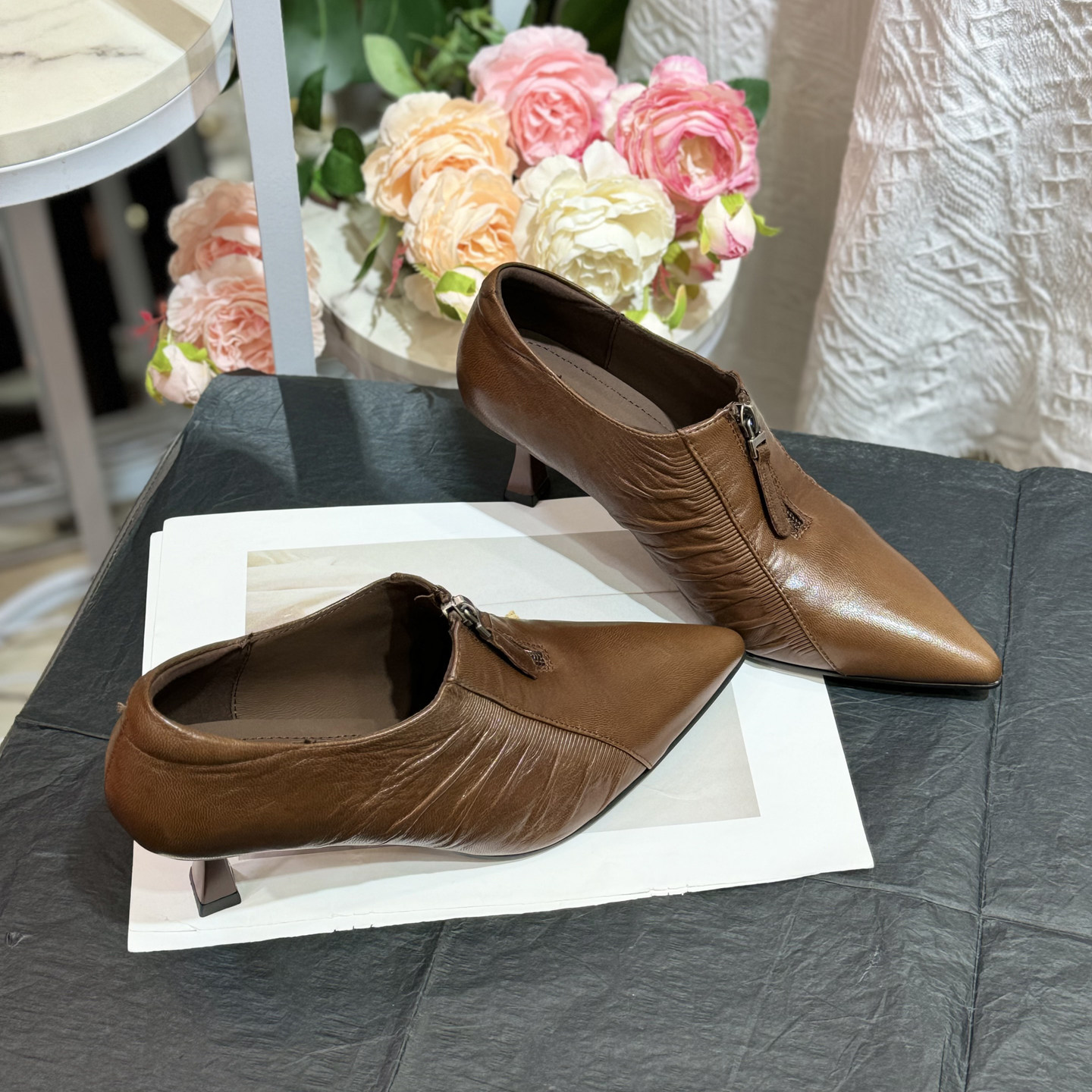 轻奢欧货~尖头前拉链高级感女士软羊皮气质皮鞋深口不累脚高跟鞋,淘宝优惠券,粉丝福利购,淘宝优惠卷