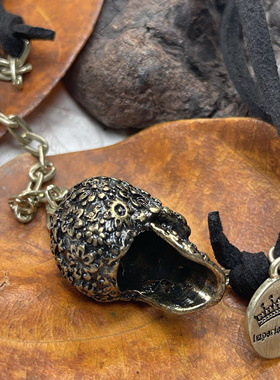 外单打标复古个性铜中古哥特风骷髅满花朵磨砂铜撞皮绳项链毛衣链