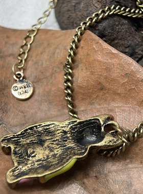 外贸原单滴釉镶钻原创设计小众可爱沙皮小狗项链耳钉耳环戒指饰品