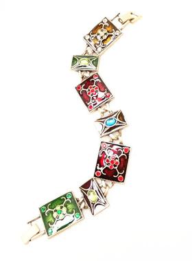 欧美品牌百搭手工珐琅彩复古风手链