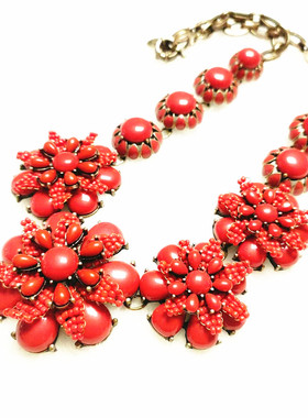 欧美品牌饰品 打标 手工编花款项链