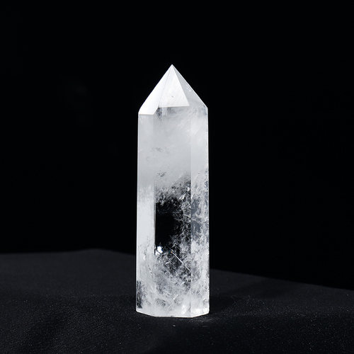 天然水晶原石柱青金石矿石头白水晶柱绿萤石矿标精致装饰标本摆件 - 图0