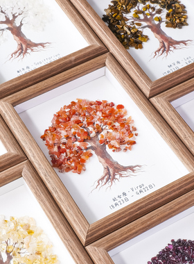 天然水晶碎石十二生肖世界树相框