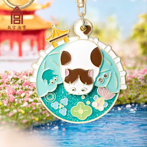 故宫淘宝｜宫猫观星吃火锅观鱼旋转钥匙扣文创情侣书包挂件汽车 - 图2
