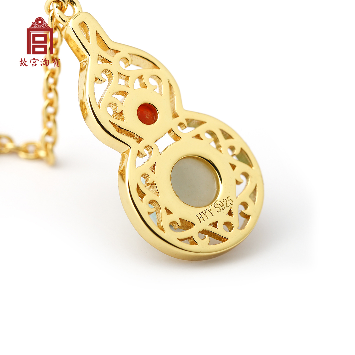 金累丝葫芦式和田玉中式古风耳坠 故宫淘宝 福禄绵绵 金累丝葫芦式和田玉中式古风耳坠 故宫淘宝 福禄绵绵