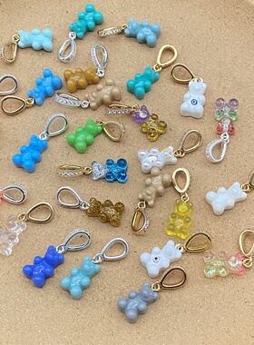 欧美外贸饰品时尚百搭气质CH软糖小熊项链坠耳环耳扣