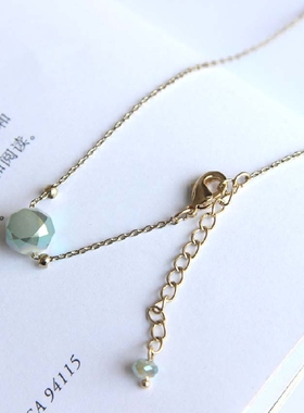 欧美饰品日韩风蓝色玻璃吊坠项链