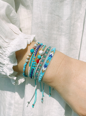 女珠子珍珠波西米亚手链叠戴手串