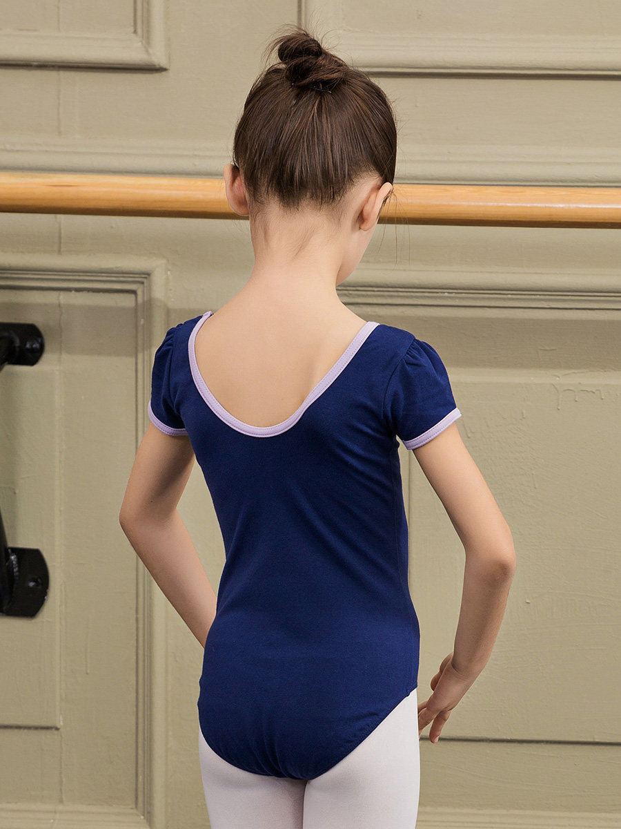 法国三沙儿童舞蹈服女童练功服夏季纯棉体操比赛服考级芭蕾y1613c