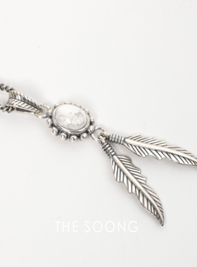 THESOONG/中古树叶项链 复古做旧天然自然纹理百搭项链7517