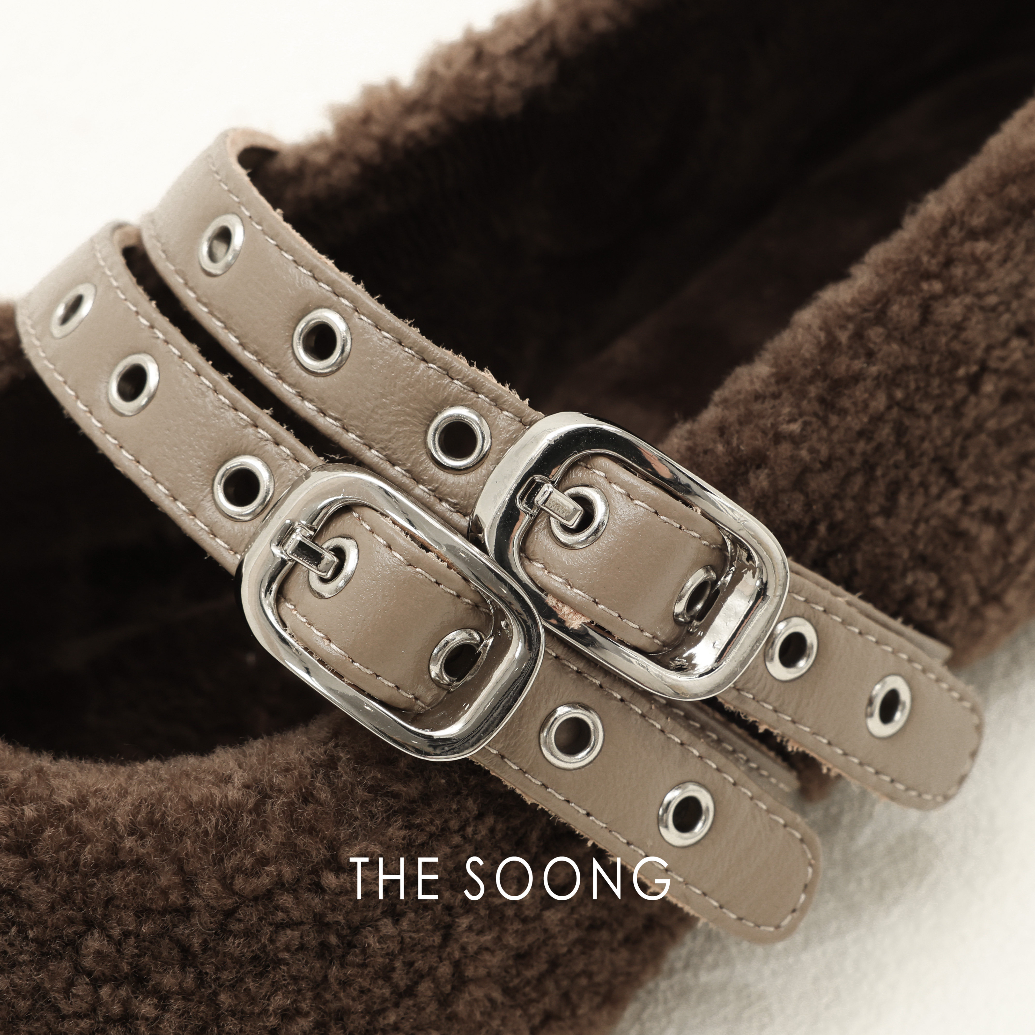 THESOONG/羊羔玛丽珍 手工缝制羊皮毛一体可调节皮扣平底鞋女8244,淘宝优惠券,粉丝福利购,淘宝优惠卷