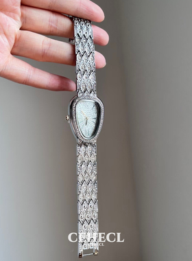 vintage中古做旧时尚满钻手表女