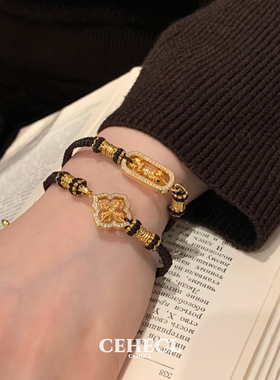 黑金十字杵手链女手工编织金刚杵