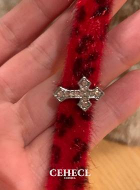 y2k千禧闪钻十字架choker颈链女