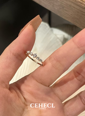 高级感s925纯银微镶锆石素圈戒指