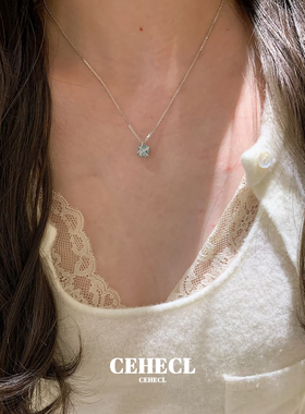 星光结气质单钻项链女海蓝毛衣链