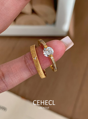 爆闪悬浮星芒戒指女独特叠戴指环