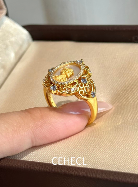 巴洛克女王浮雕戒指女款开口指环