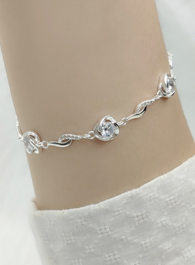 999纯银手链花朵ins小众设计足银