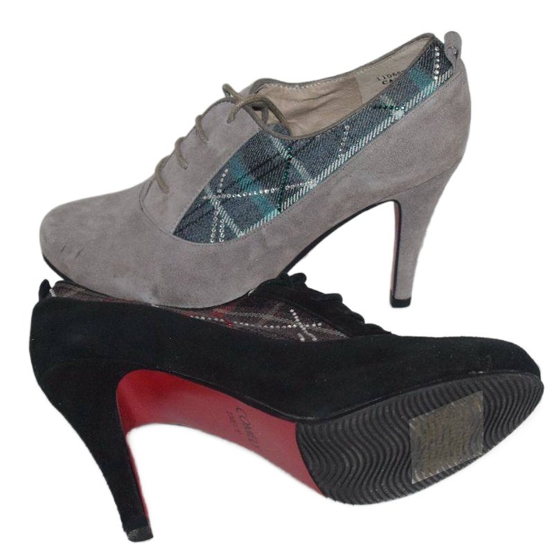 圆头拼接时尚格子磨砂羊皮高跟深口系带春秋女鞋清仓处理1655309,淘宝优惠券,粉丝福利购,淘宝优惠卷