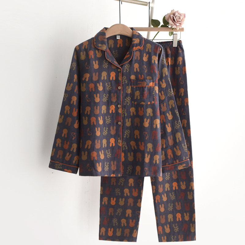 大码小兔情侣睡衣春秋季提花纯棉纱布薄款长袖开衫男女家居服套装,淘宝优惠券,粉丝福利购,淘宝优惠卷