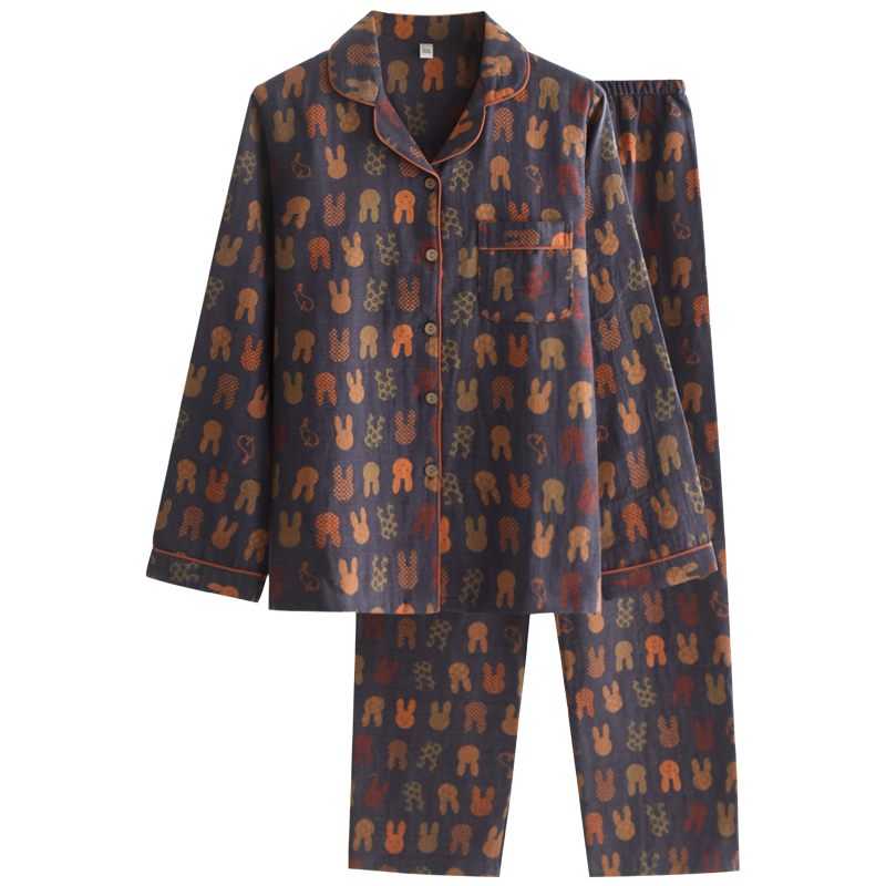 大码小兔情侣睡衣春秋季提花纯棉纱布薄款长袖开衫男女家居服套装,淘宝优惠券,粉丝福利购,淘宝优惠卷