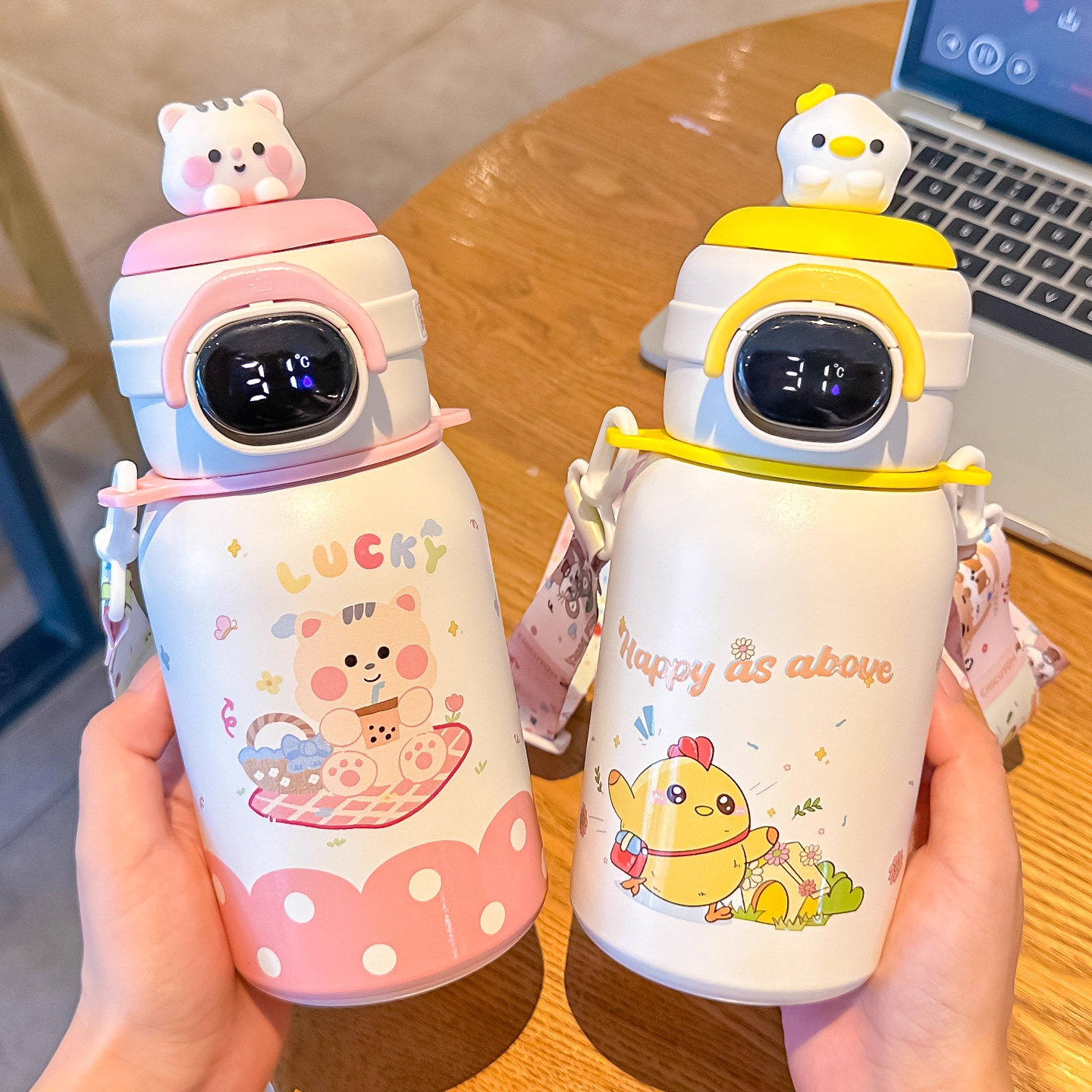 智能显温儿童保温杯学生上学专用水杯2025新款女生大容量吸管杯子,淘宝优惠券,粉丝福利购,淘宝优惠卷