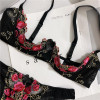 Sexy lace bra set pure desire hollow bra thin three-point underwear quarter cup free of take off