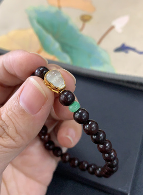 18k真金镶嵌厚金重金天然翡翠葫芦小配件吊坠隔珠项链满绿色冰白