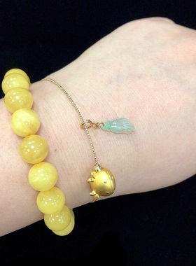 18k金弹簧扣镶嵌冰种滴溜吊坠