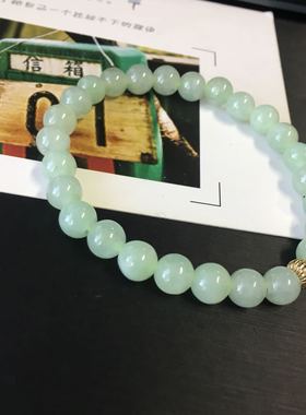 天然绿色糯冰种手链