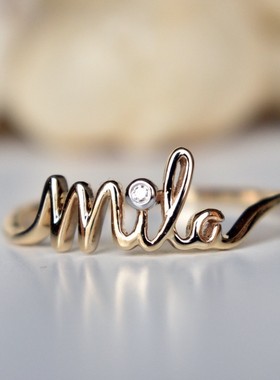 英文字母925银定制戒指女文字名字来图制作情侣DIY戒指情人节礼物