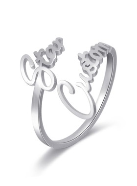 定制英文名字戒指开口情侣双名字定做个性刻字女生指环生日礼物