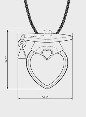 可DIY刻字学士帽项链毕业季定制彩印照片生辰石锁骨链学生纪念品