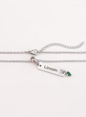 名字定制刻字DIY项链生辰石项链