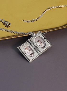 定制照片亲子刻字项链吊坠情侣