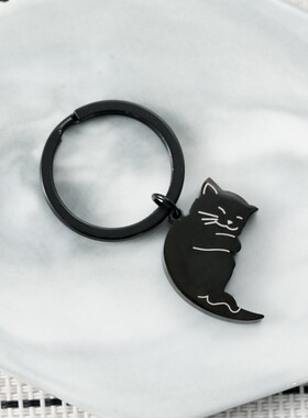 黑白卡通猫磁吸钥匙扣可爱磁吸钥匙链日系可爱情侣男女挂件钥匙圈